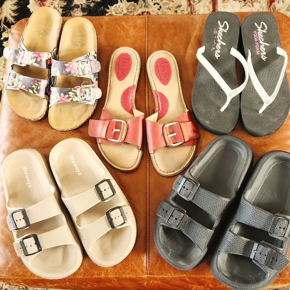 Lot 5 Sandals Slides Sz 8-9‎